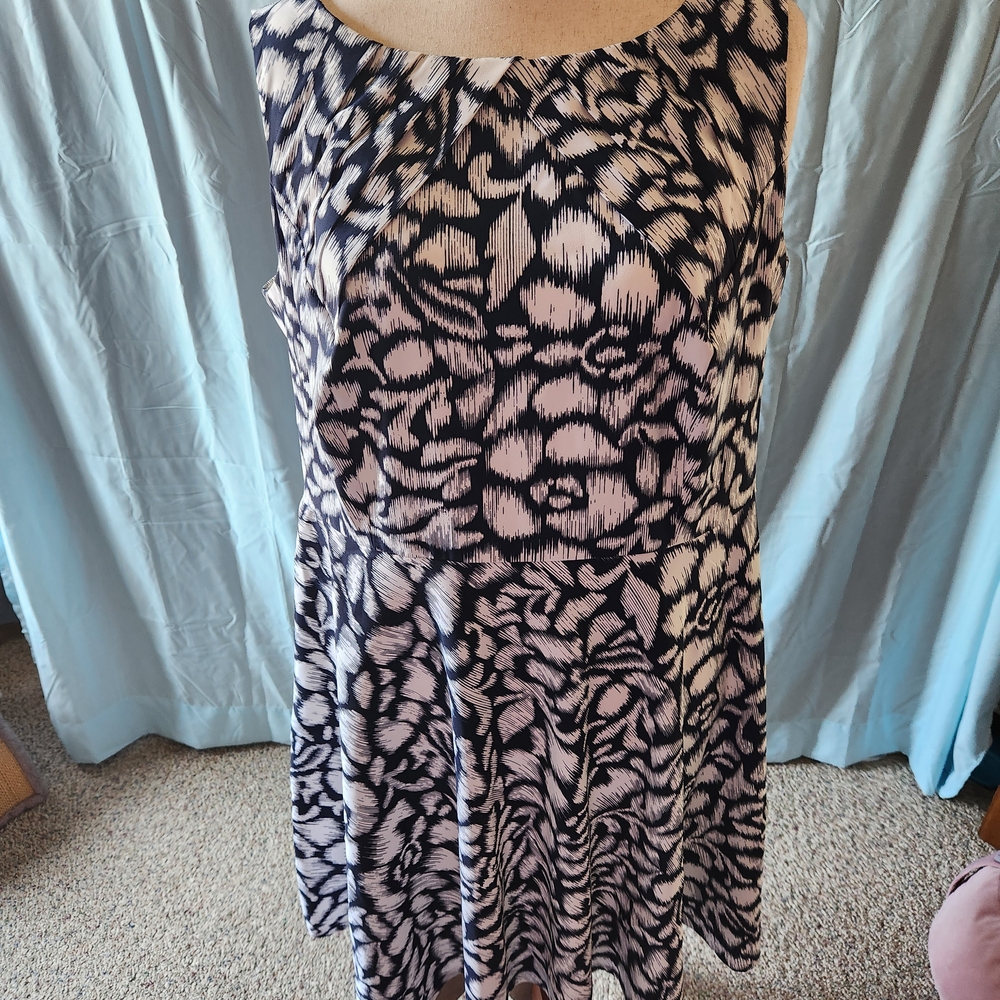 Signature Blue and White Abstract Midi Dress